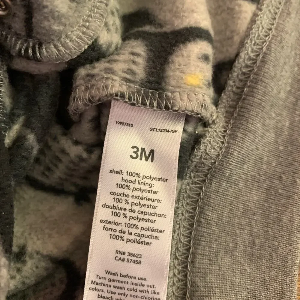 JUST ONE YOU Infant Fleece Penguin One Piece with Sherpa Hood / Size: 3 Months